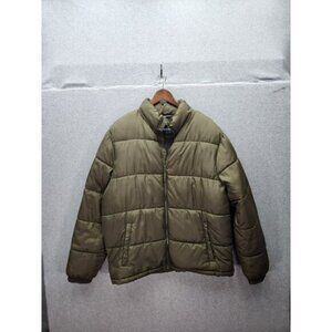 Old Navy XL Puffer Jacket Mens Olive Green Zipper Closure Insulated Warm Outerwe
